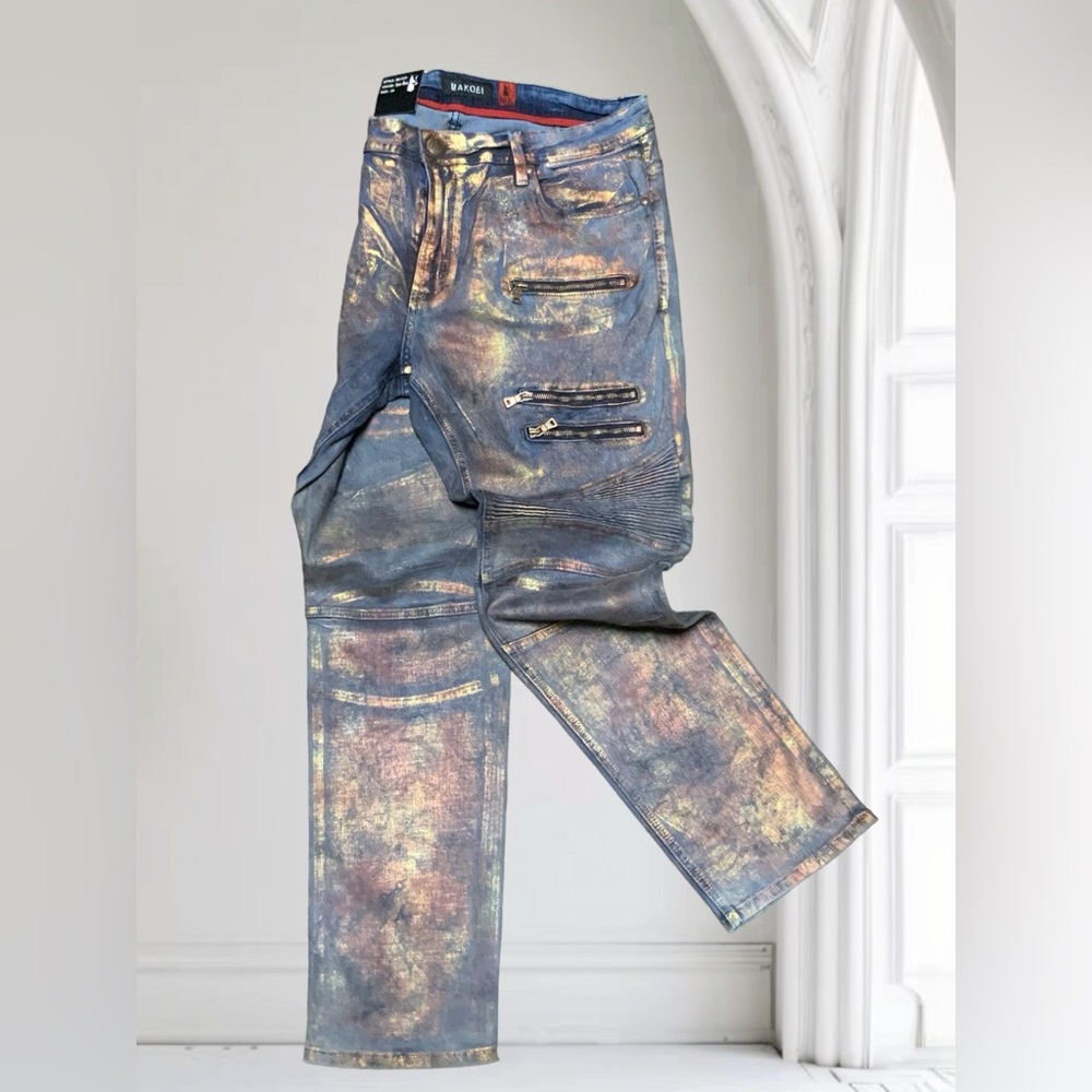 Men's Makobi Foil Blue | Copper Denim Pants NWT